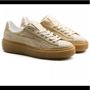 Fenty x Puma tan/gold suede platform creepers